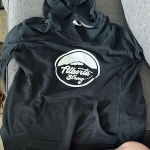 Anvil Black Hoodie Sweater with White Alberta Strong Logo